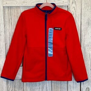 Lands' End Orangeish Red Fleece Jacket NWT sz 6/7